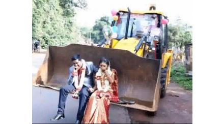 Inchcape Barbados: Karnataka couple takes JCB ride home after marriage